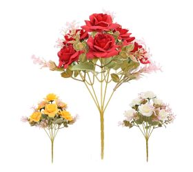 Kytica ruža, zeleň mix/3f 28cm