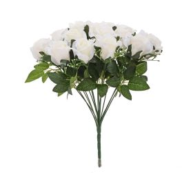Kytica ruža biela, gypsa, zeleň 35cm