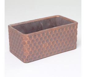 Obal obdĺžnik cement šedý s medenou 20x11x8.8cm