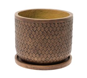 J11 kvetináč + miska lucy tm.hnedá  44xh36cm xl