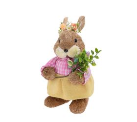 Zajačica s vajíčkami hne/ruž slama 23*22*44cm