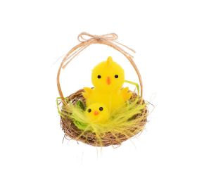 Kuriatka žlté v hnedom košíku 7*6cm
