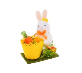 Zajačik s kvetináčom bie/žlt/zel textil 9,5*5,5*12cm