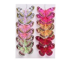 Motýle farebné na klipe 7cm s/12