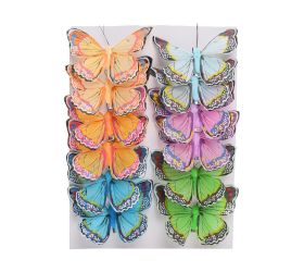 Motýle farebné na klipe 8cm s/12