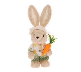 Zajac s mrkvou béž/žlt/zel slama 12*10*30cm