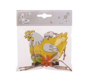 Záves kura žlt/bie drevo s/2 8,5*8,3cm