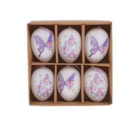 Záves vajíčka biele motýľ/kvet s/6 plast 6cm