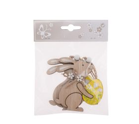 Záves zajac s vajcom hne/žlt drevo s/2 8*8,5cm