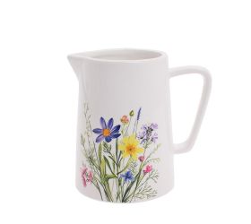 Krčah biely, kvety porcel 13,4*9,5*12,8cm