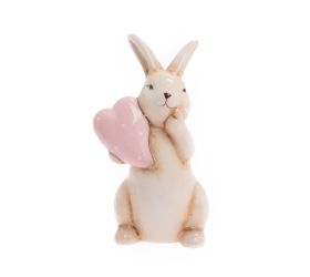 Zajac béžový so srdiečkom porcel 9,2*7,3*16cm