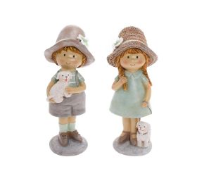 Deti so psíkom siv/zel mix/2 poly 9*7,5*22cm