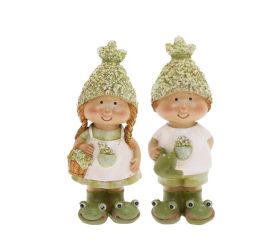 Deti zeleno-biele so žabkami mix/2 poly 5,5*6*16cm