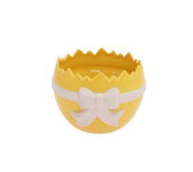 Obal škrupina žlto/biely porcel 14,3*13,5*10,3cm