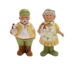 Dedko, babka so sliepočkou zel/bie mix/2 poly 6,5*5*12,5cm