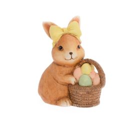 Zajac s košíkom s vajíčkami, keramika 14,5*8*15,5cm