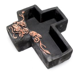 Obal kríž cement čierna s medenou 25x21.5x7.5cm