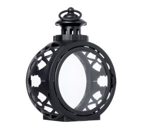 Lampáš okrúhly prázdny s dvierkami čierny 22x17x10cm