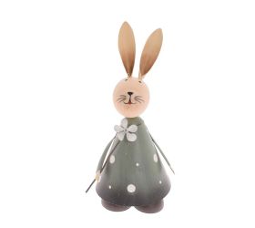 Zajac s kvetom zelený plech 19*8,3*8,3cm