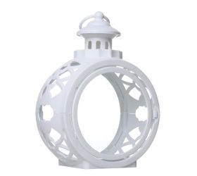 Lampáš okrúhly prázdny s dvierkami biely 22x17x10cm