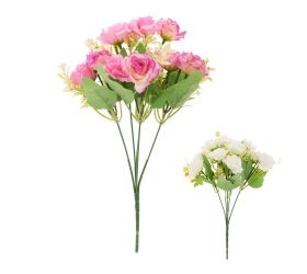 Kytica ruža, drob. kvety, zeleň mix/2f 26cm