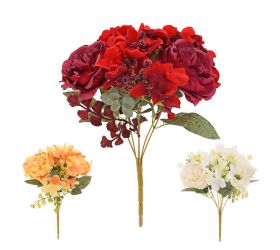 Kytica ruža anglická, hortenzia, zeleň mix/3f 32cm