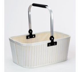 Lq-17q.bk koš bambus biely stredný 24x37x16cm