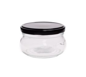 Pohár 200ml sklo/ viečko čierne *2240