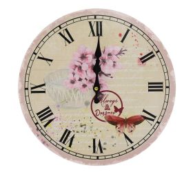 Hodiny nástenné mdf dia 34cm čerešňový kvet