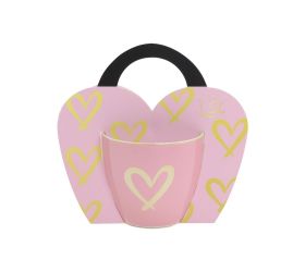 Šálka 460ml ruž/zlaté srdiečka