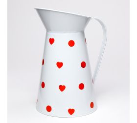 Váza džbán veľký kov biely veľké bodky v:26,5x15,5cm super cena