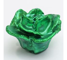 Ruža rozkvitnutá tm.zel 7x9x9cm