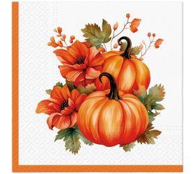 Sdl239500 servítky 33x33 cm/20ks/3vrst pumpkin with flowers