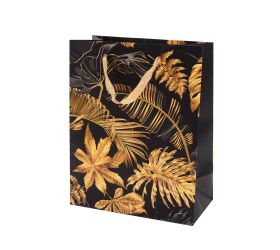 Agb1023003 taška darč.v25x20+10cm gold leaves
