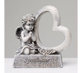 Anjel srdce sivý 10x4x10,5cm polyres