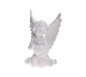Anjel kľačiaci so srdcom biely 10*7*16cm