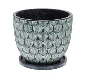 J65 kvetináč + miska okrúhly jill zel./čierna 44h36cm xl