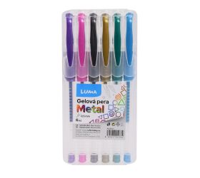 Pevná cena pero gélové 6farieb metal