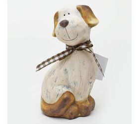 Pes sediaci s mašľou 9,5x8,8x18,5cm