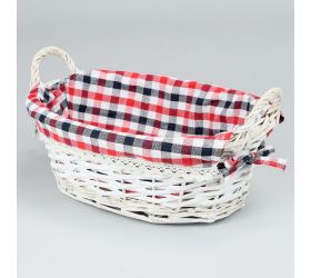 Prútený košík biely  ucho  vzor kocka m:32x23x11cm