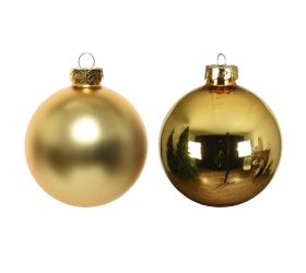 Guľa s/8 sklo lesk/matná zlatá pr.7cm