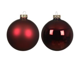 Guľa sklo s/6 lesk/matná bordó pr.8cm