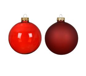 Guľa sklo s/3 lesk/matná červená pr.10cm