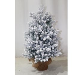 Vianočný stromček zaťaž. osnežený v jute 3d 90 cm pe