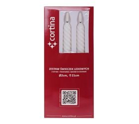 Sviečka stolová led s bater.biela 24cm s/2