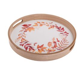 Podnos drev. veľký 35cm jesen. motív