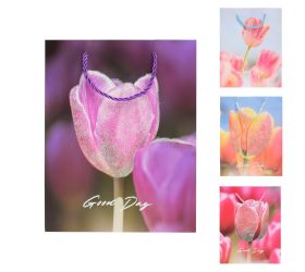 Darčeková taška s 23*18*10cm tulipány glitter