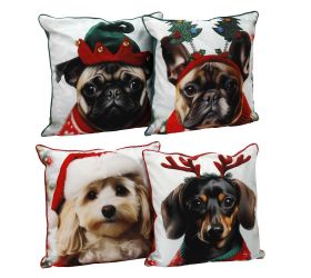 Vankúš s motívom psa v klobúku 45x45cm