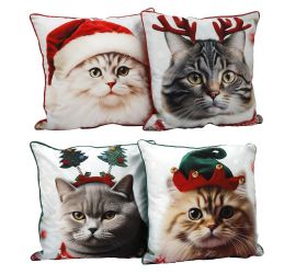 Vankúš s motívom mačka v klobúku 45x45cm