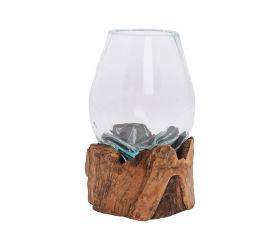 Koreň teak drevo  so sklom 18x13x18cm